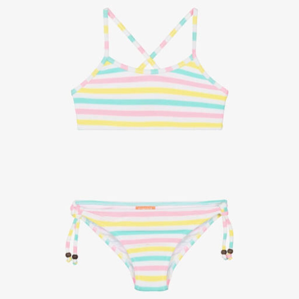 SUNUVA Girls Pink & Blue Striped Bikini (UPF50+)